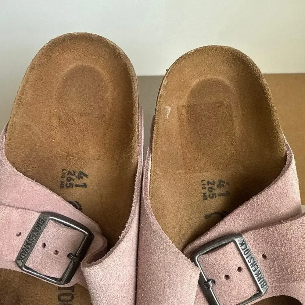 Birkenstock Arizona Light Pink Suede Unisex Sandals - SZ Men 8- Women 10